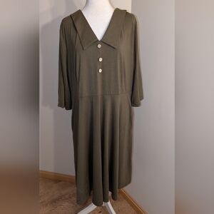 Bedoar Faux Button-Front Midi Dress